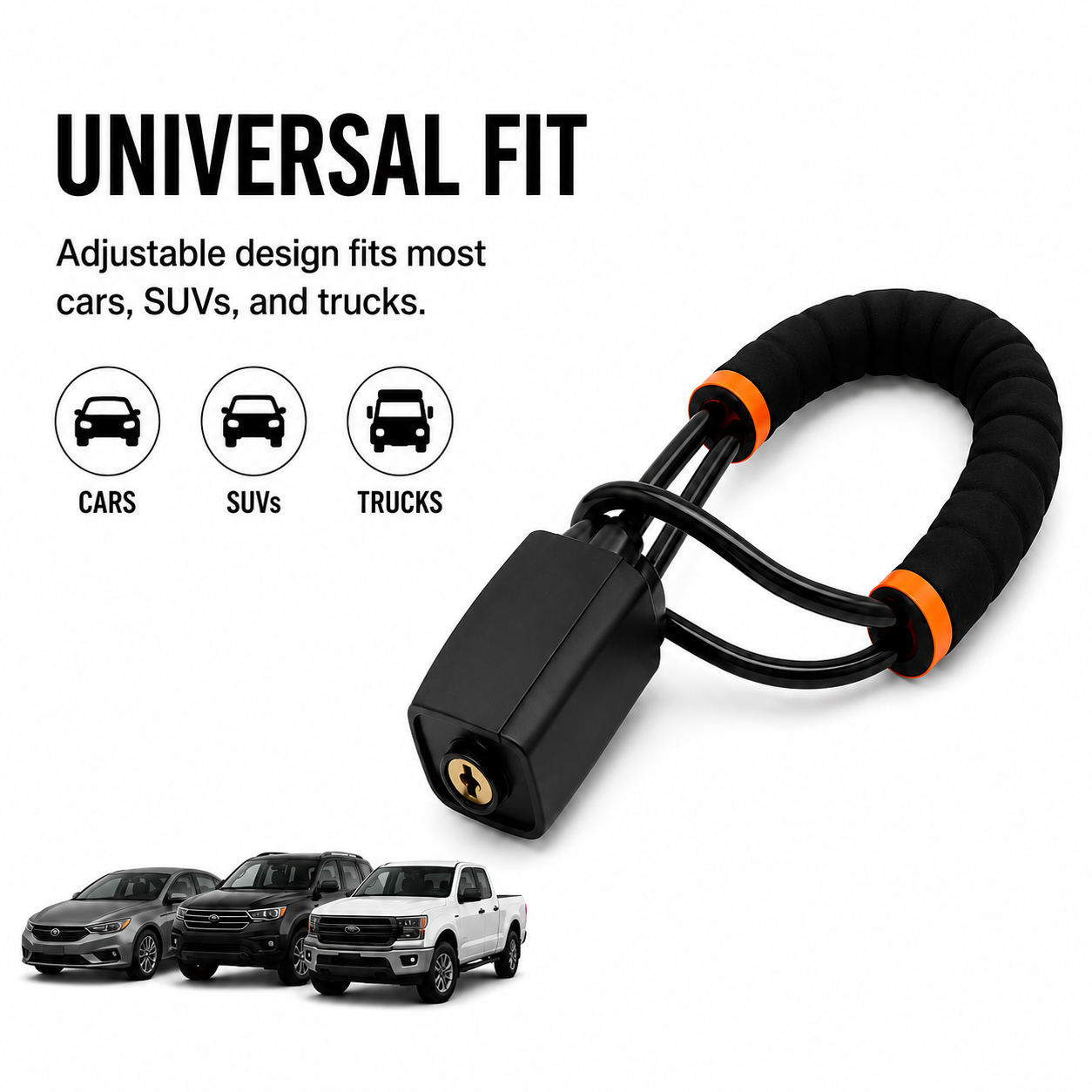 Universal Steering Wheel Lock Anti Theft Car Security Lock Heavy Duty for Cars SUVs & Trucks