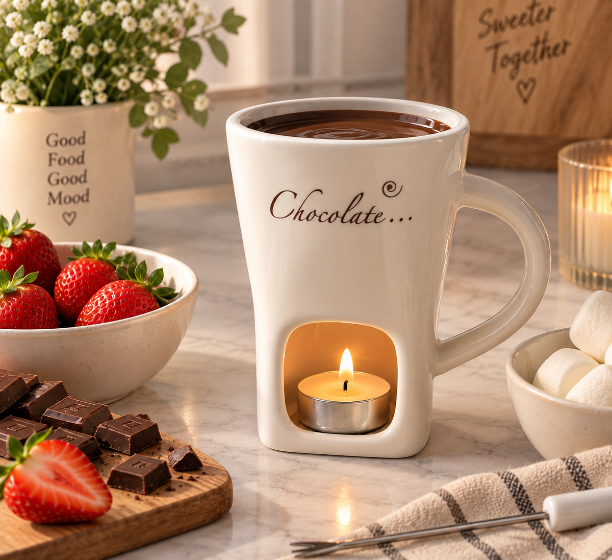 Mini Chocolate Fondue Mug – Cozy Dessert Melting Cup